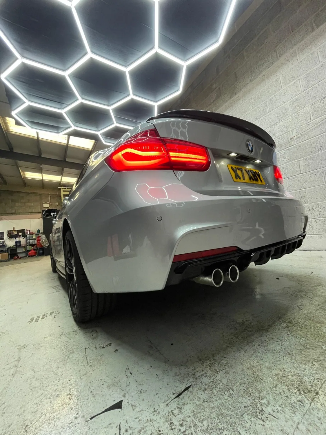 Silver BMW — rear spoiler and diffuser — Cre8Customs Glasgow and Paisley